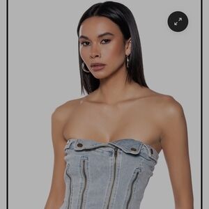 Strapless Light Wash Denim Corset Top
